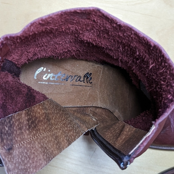 L'INTERVALLE Burgundy leather Boots! MADE IN SPAIN size 37= 6.5, 7 - Picture 2 of 9